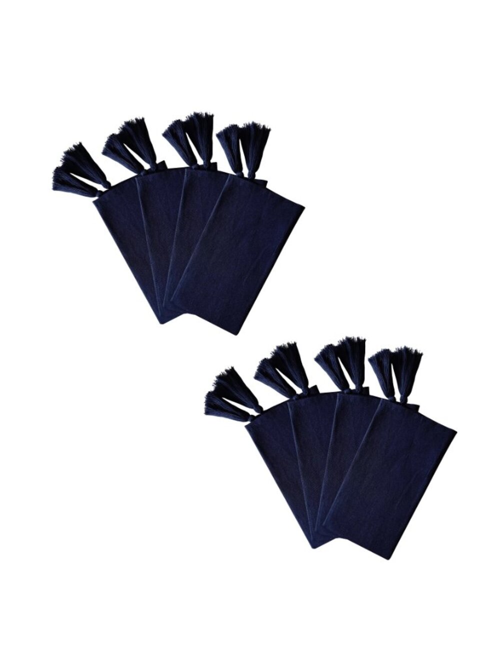 brand new Set of 8 Everhome Solid Color Navy Blue Fabric Napkins with Tassels